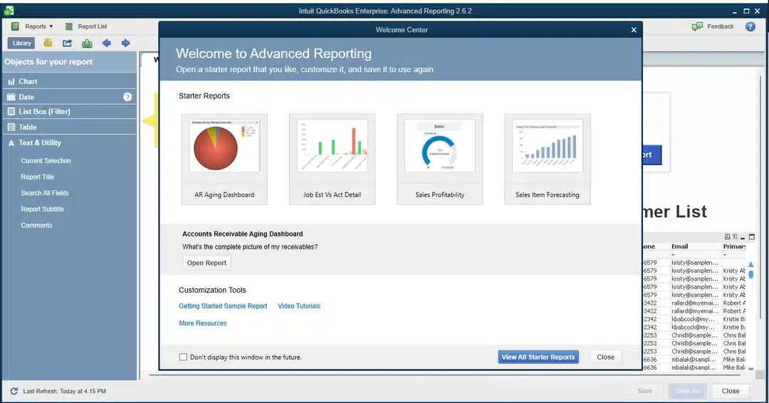 Quickbooks Advanced Reporting